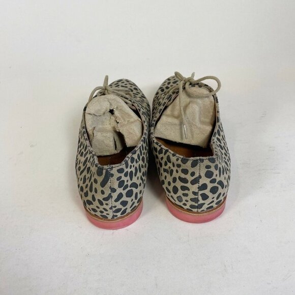 Dolce Vita Womens Leopard Print Derby Oxford Lace Up Shoes Brown 7.5 Flats Suede - Picture 5 of 8